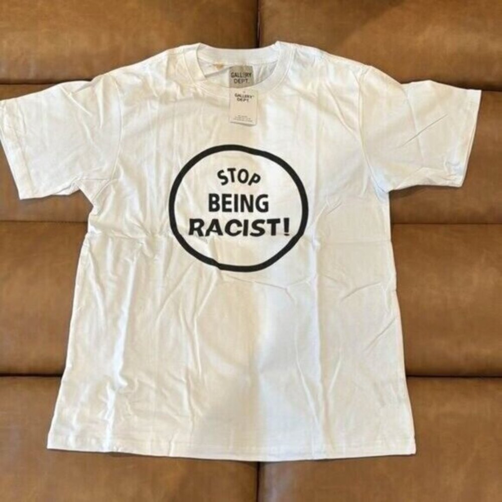 Gallery Dept Stop Being Racist Logo White T-Shirt Mens Size Large